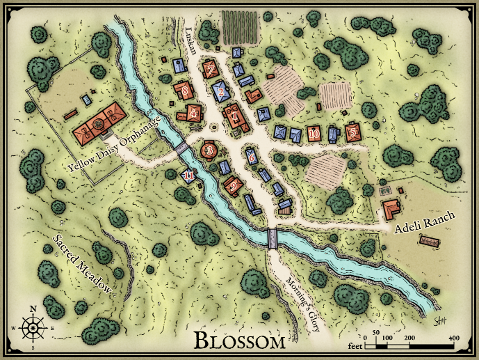 Blossom map with labels.